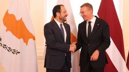 Edgars Rinkēvičs Latvia Chirstodoulides two